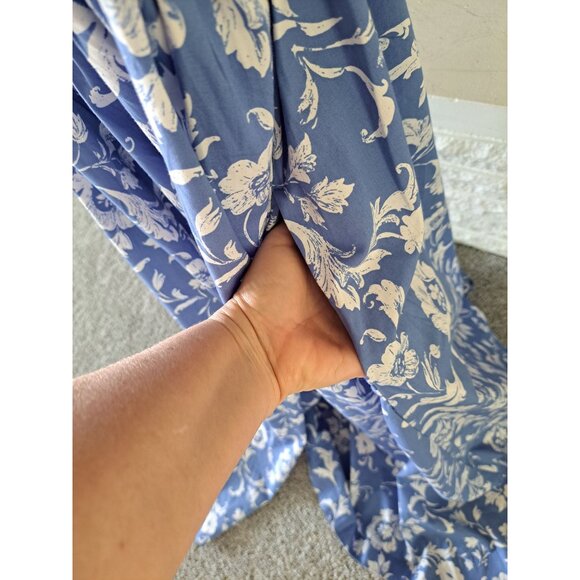 Abercrombie & Fitch Womens One-Shoulder White Blue Floral Maxi Dress Size L NEW - Picture 7 of 13